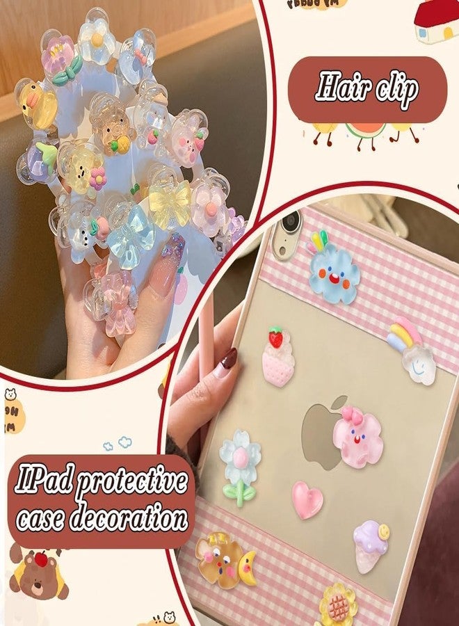 Daily Crafts مجموعة ديلي كرافتس، 40 قطعة، ملصقات راتنج ثلاثية الأبعاد لطيفة للأطفال، تعليقات راتنج مسطحة لطيفة، زينة تعليقات كرتونية لأعمال يدوية، أغطية هواتف وأجهزة كمبيوتر محمولة، زينة يدوية لصنع السلايم والأعمال الفنية. - Image 5